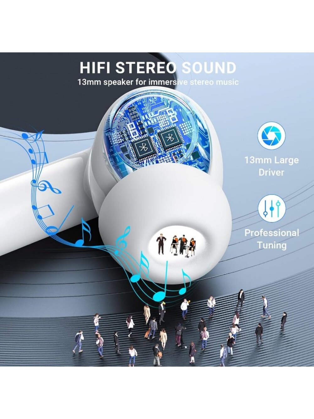 Wireless Pink Gold HiFi Stereo Noise Canceling 42Hs Playtime Bluetooth Earbud - Picture 2 of 6